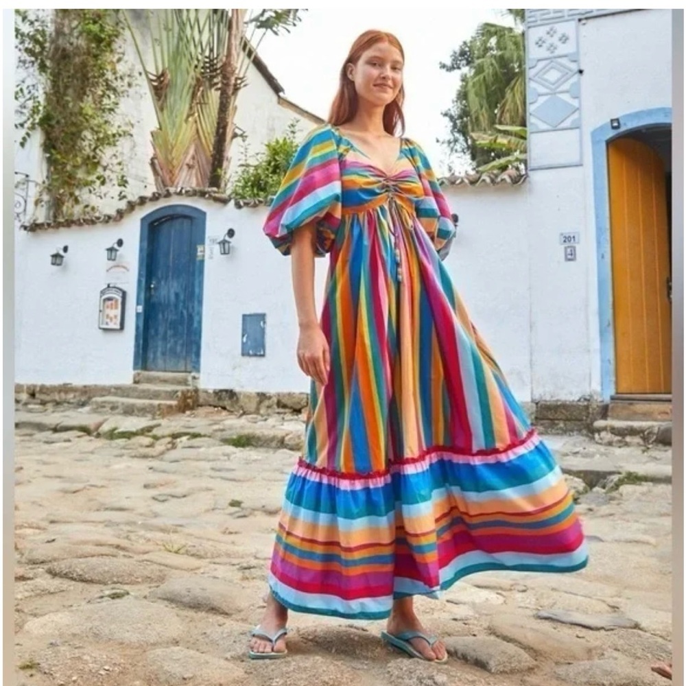 Farm Rio Anthropologie XL Colorful Striped Maxi Dress
Like New